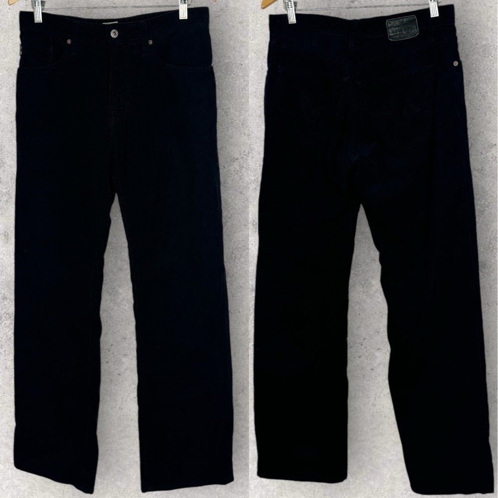 AG Adriano Goldschmied Black Corduroy The Protege Straight Leg Jeans Mens 34 Zip